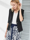 Black Three-Quarter Sleeve Single Button Blazer