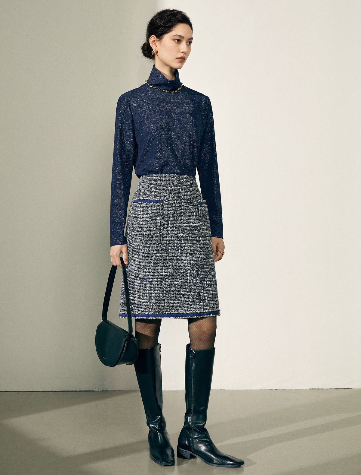 Solid Turtleneck Long Sleeve Top