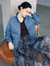 Drawstring-Waist Utility Jacket with Stand Collar