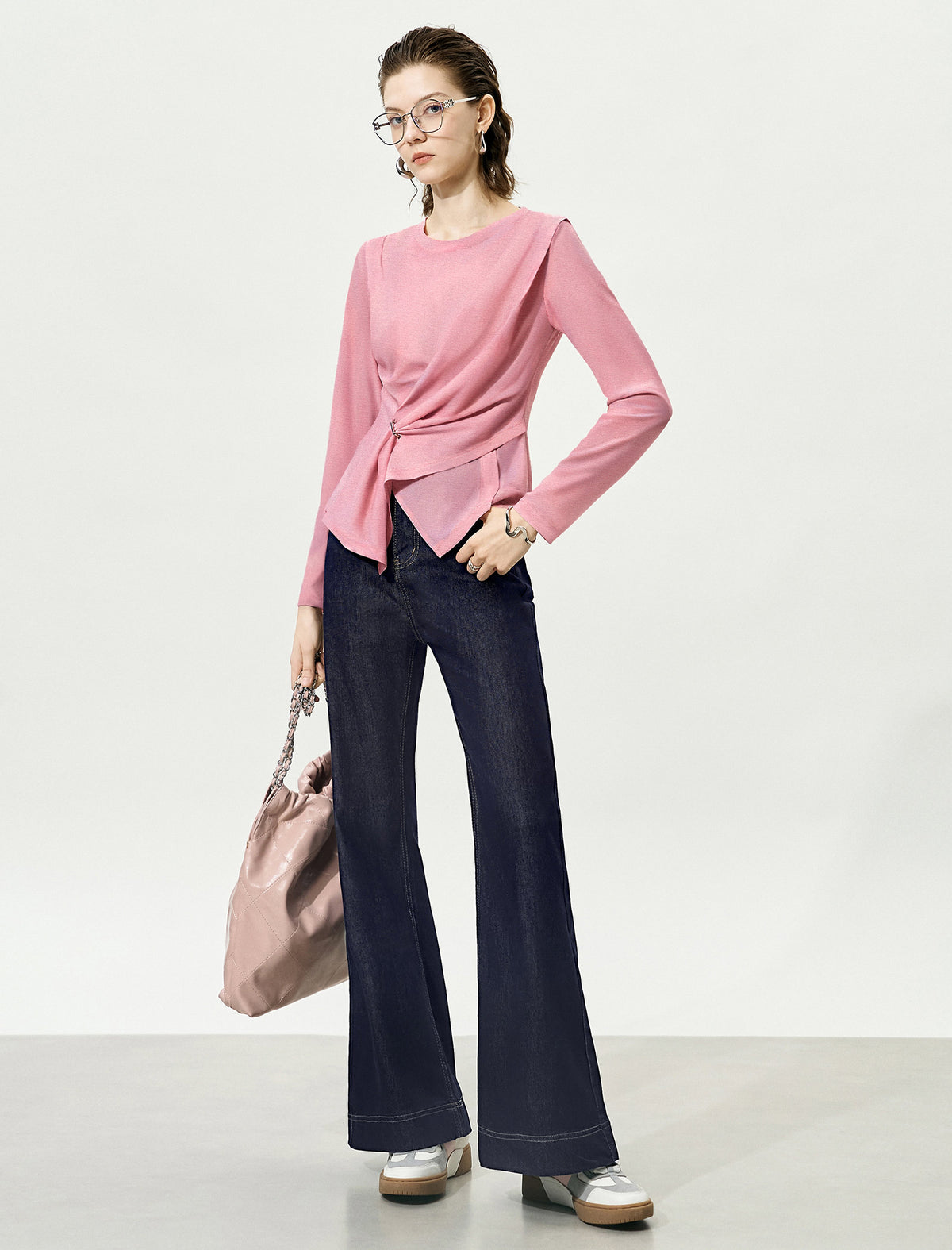 Twist Waist Long Sleeve Blouse