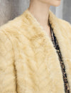 Embossed Cross-Front V-Neck Cropped Jacket