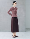Pearl Trim Tweed Peplum Long Sleeve Jacket