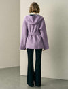 Lilac Wool-Blend Self-Tie Hooded Coat