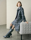 Plaid Wool-Blend Pocket Detail Coat