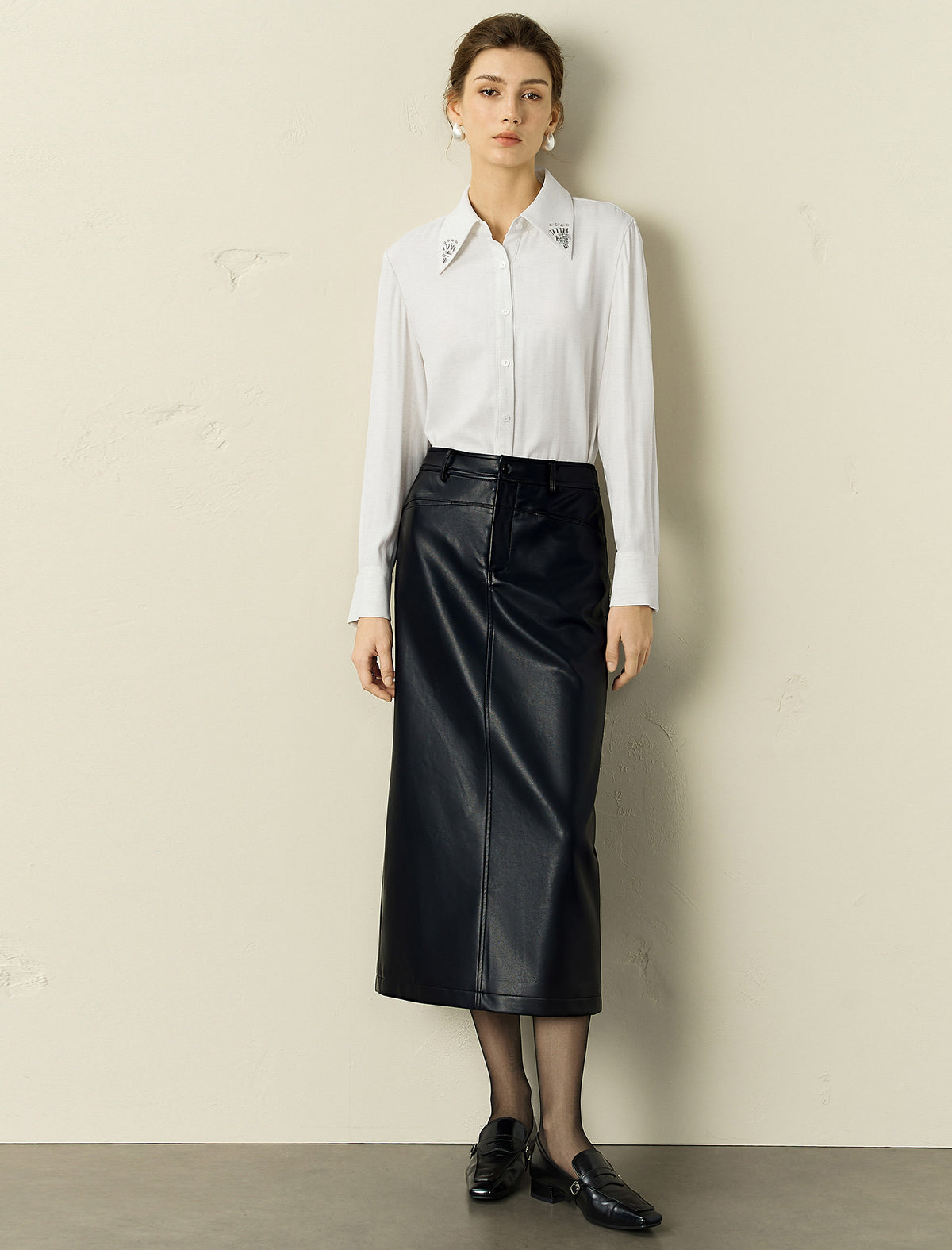 Embellished Collar Button-Down Shirt