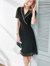 Black Lace Contrast Trim Dress