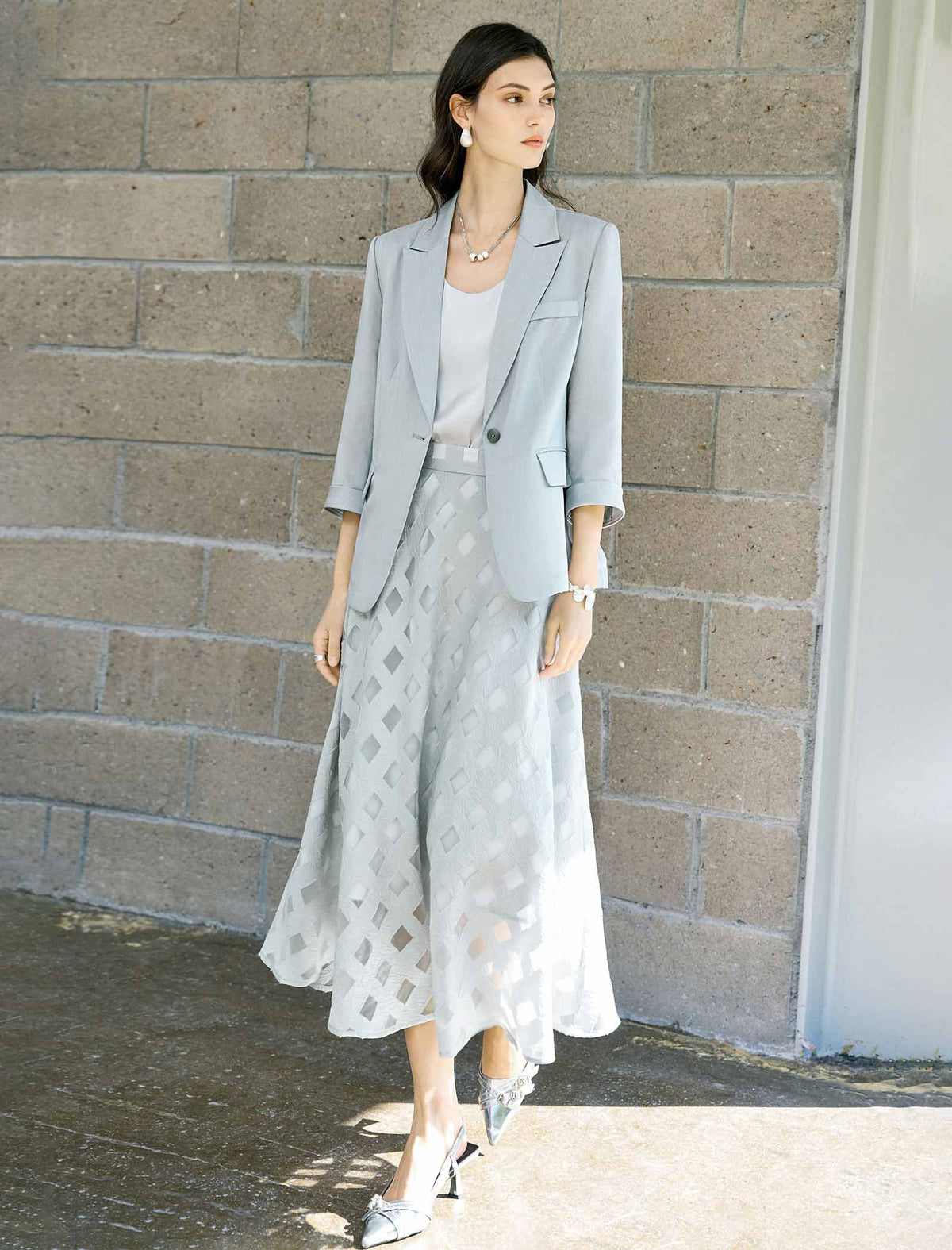 Geometric Cutout Maxi Skirt