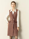 Wool Blend V-Neck Tweed Vest Dress