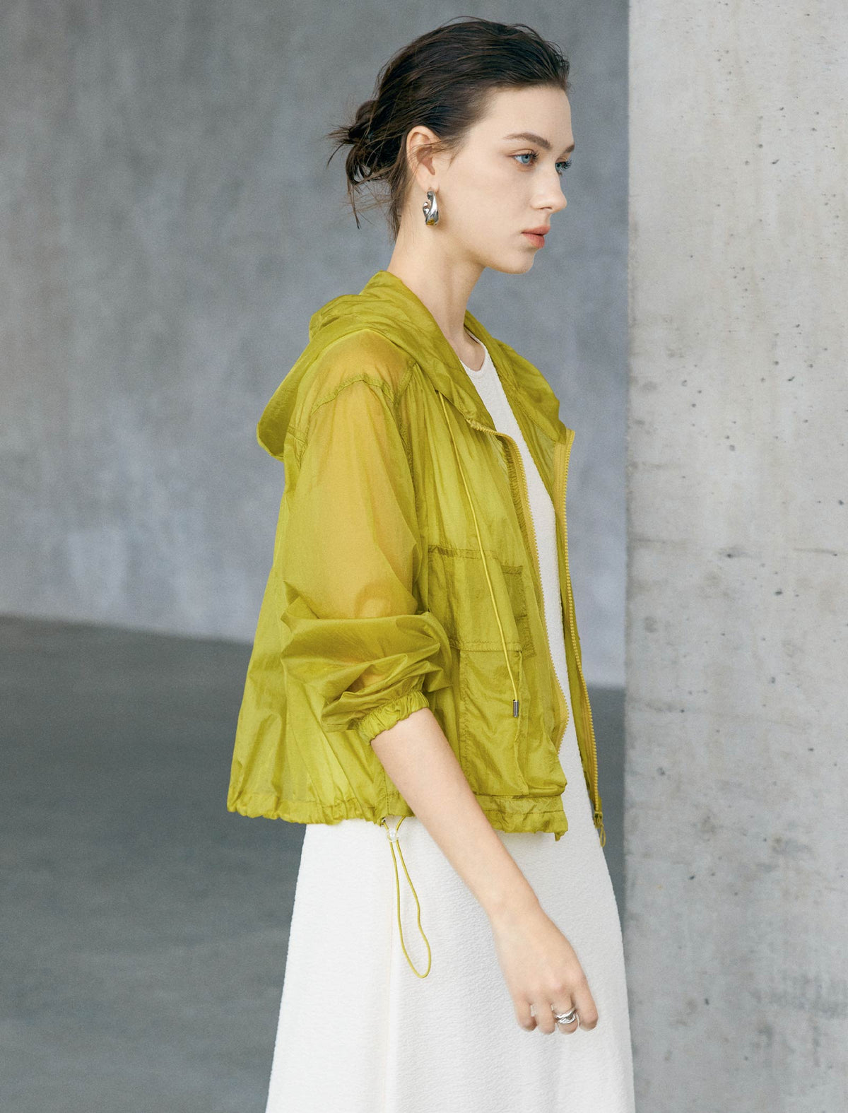 Sheer Cropped Hooded Sun Protection Jacket