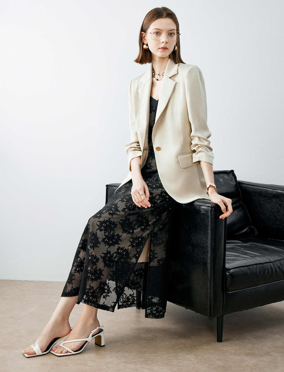 Satin Texture Single Breasted Blazer