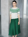 Fair Isle Pattern Short Sleeve Knit Top