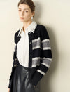 Black White Striped Loose Knit Sweater