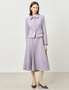 Purple Pleated A-Line Midi Skirt