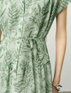 Plant Print Tiered Shirt Dress