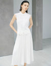 White Floral Lace Chinese Frog Button Sleeveless Vest Top