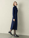 Navy Mock Neck Wrap Dress