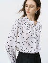 Star Print Mandarin Collar Blouse