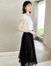 Embellished Neck Keyhole Detail Cap Sleeve Top
