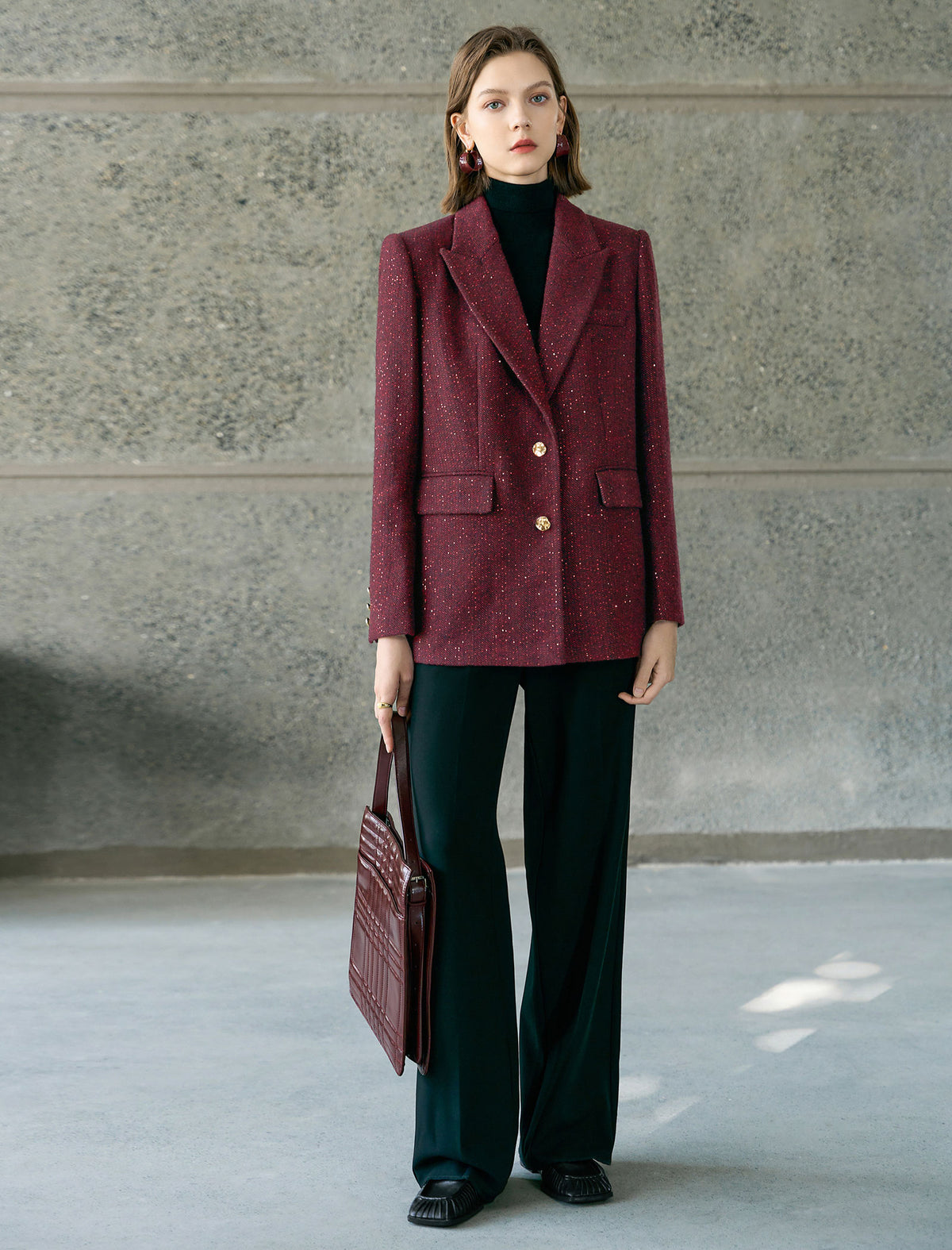 Sparkle Tweed Wool-Blend Blazer