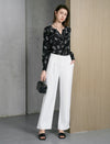 White Wide Leg high-waisted Dress Pants