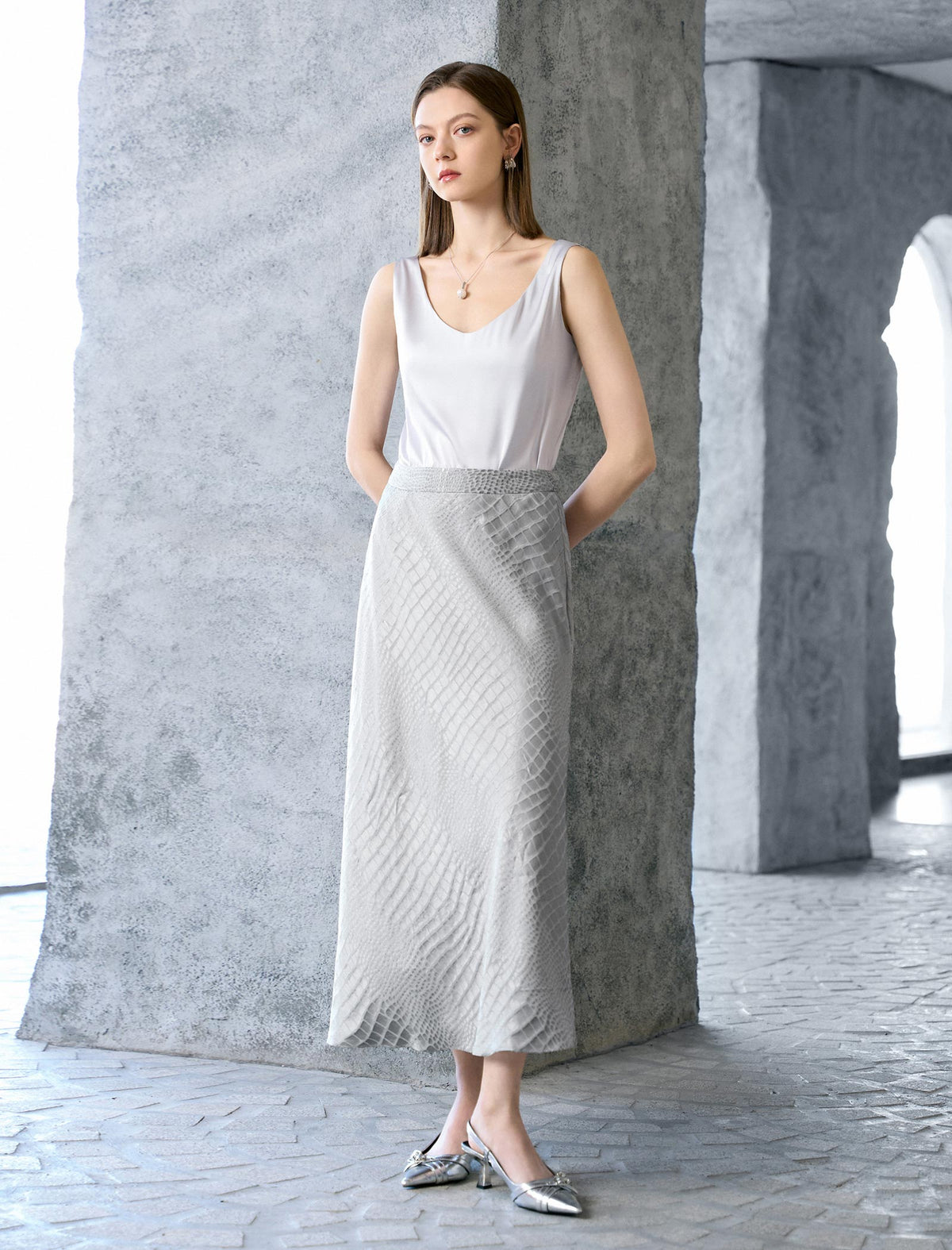 Satin V-Neck Sleeveless Top
