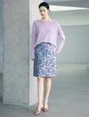 Wool Blend Pointelle Yoke Crew Neck Sweater