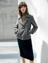 Wool Blend Zip-Front Cropped Jacket