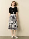 The Monochromatic Geometric Midi Skirt