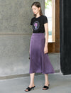 Purple Textured Satin Mermaid Midi Skirt