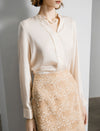 Solid Color V-Neck Long Sleeve Blouse