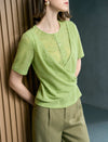 Lime Green Textured Wrap Knit Top