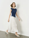 Flowy Textured Pleated Midi Skirt