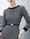 Ribbed Crewneck Long Sleeve Fitted Midi Dress