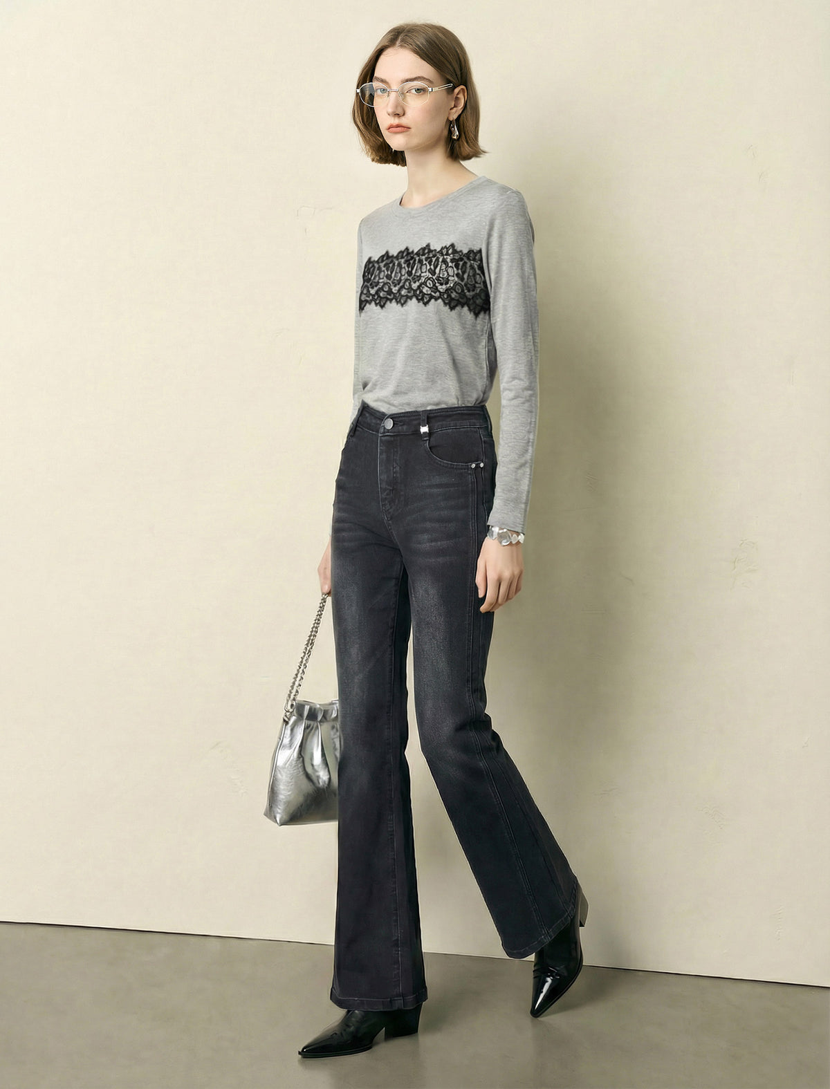Black High-Waist Flare Jeans