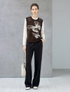 Wool Blend Jacquard Crewneck Sleeveless Knit Vest