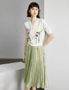 Floral V-Neck Short Sleeve Knit Cardigan