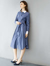 Striped Shirt Cotton Midi Dress