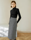 Vintage-Inspired Textured Calf-Length Skirt