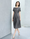 Gray Asymmetrical Hem Midi Dress