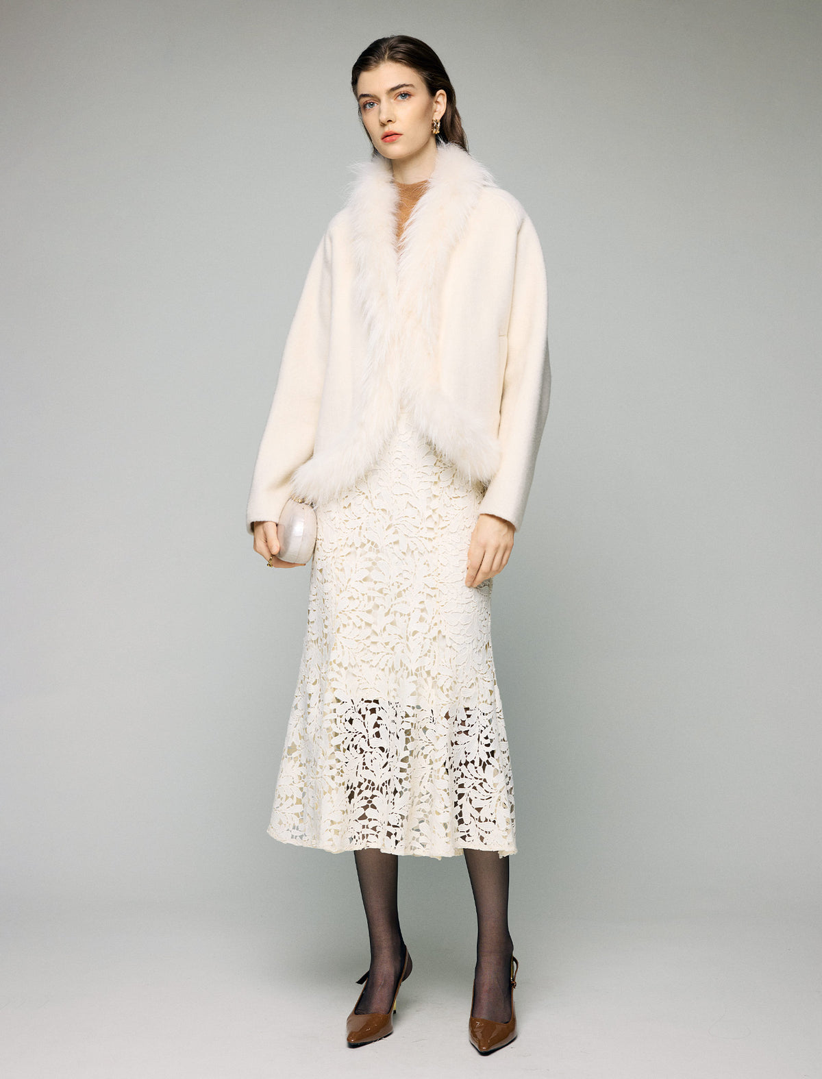 Lace High-Waist Mermaid Midi Skirt