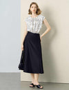Tencel Linen Floral Print Pearl Button Cap Sleeve Blouse Top