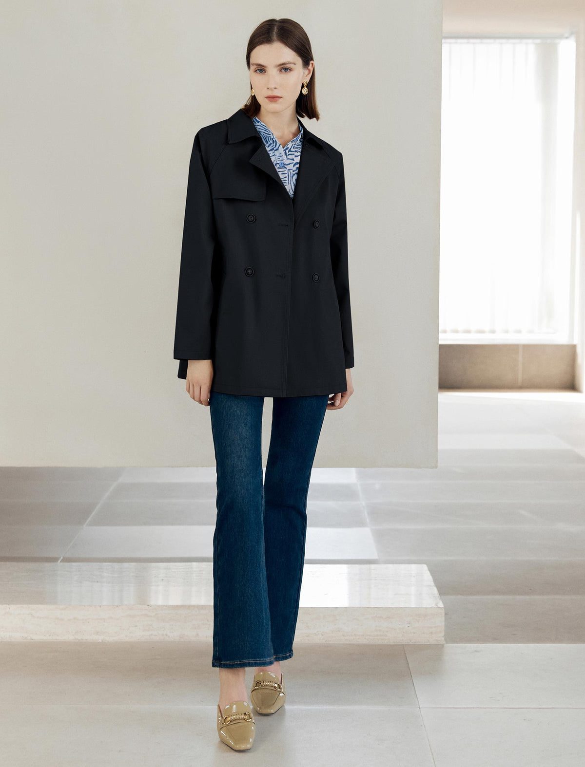 Casual Chic Mid-Length Trench Coat