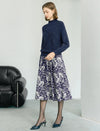Wool Blend Mock Neck Jacquard Knit Sweater