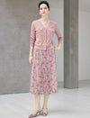 Dusty Pink Lace Pleated Midi Skirt