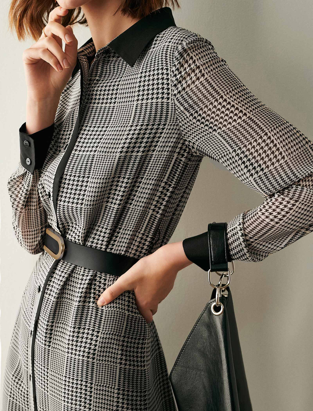 Houndstooth Shirt Dress