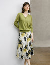 Abstract Print Flared A-Line Midi Skirt