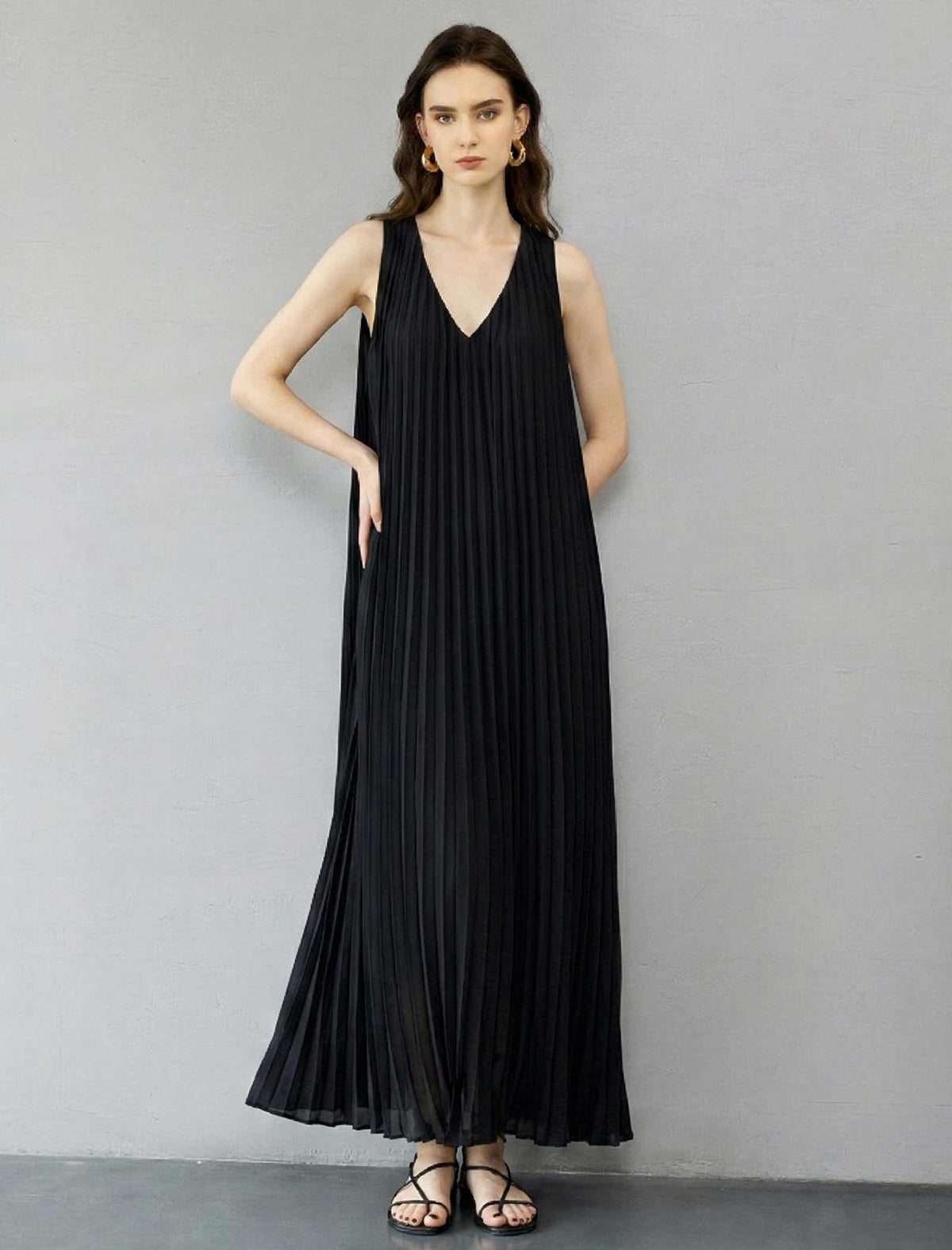 Intricate Pleated Halter Neck Gown