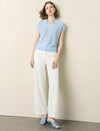 Textured Polo Cap‑Sleeve Knit Top