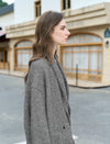 Heathered Gray Shawl Collar Button-Up Knit Cardigan