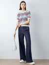Multicolor Striped Short-Sleeve Knit Top